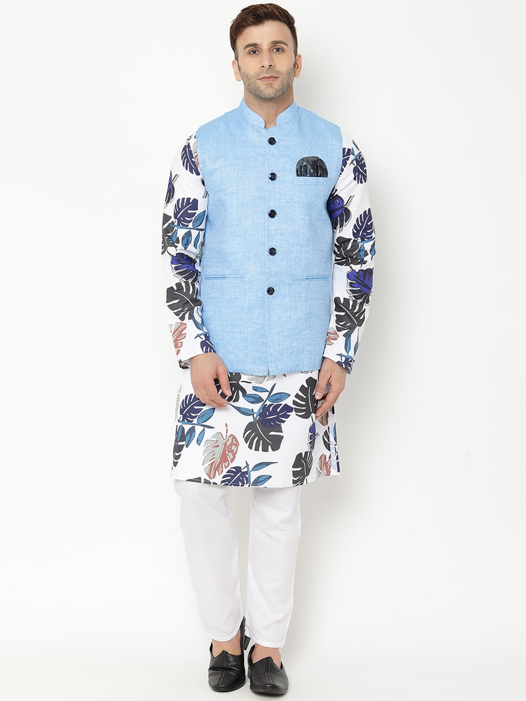 

hangup trend Men Printed Kurta with Pyjamas, White