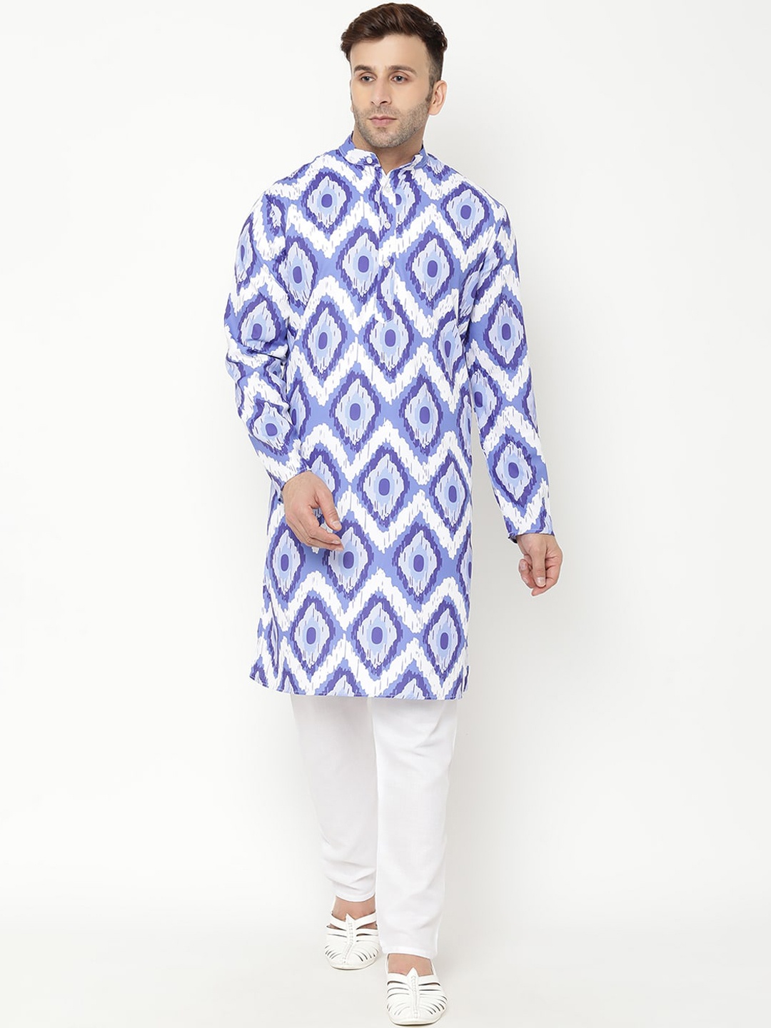 

hangup trend Men Printed Kurta with Pyjamas, Blue