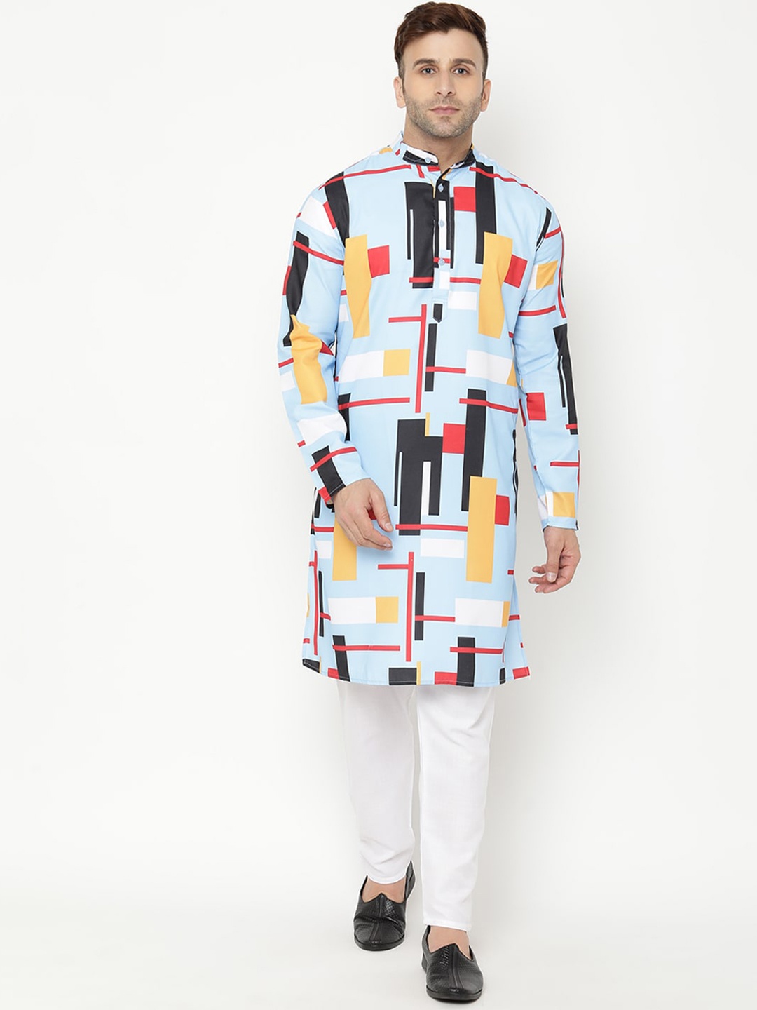 

hangup trend Men Printed Kurta with Pyjamas, Blue