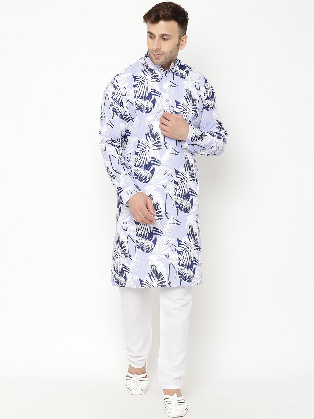 

hangup trend Men Printed Kurta with Pyjamas, Blue