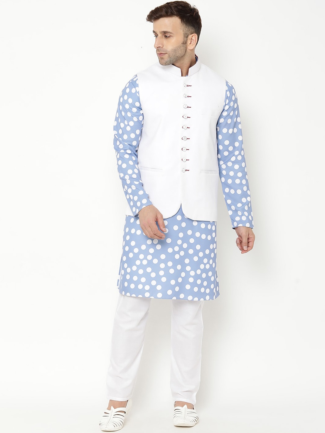 

hangup trend Men Printed Kurta with Pyjamas, Blue