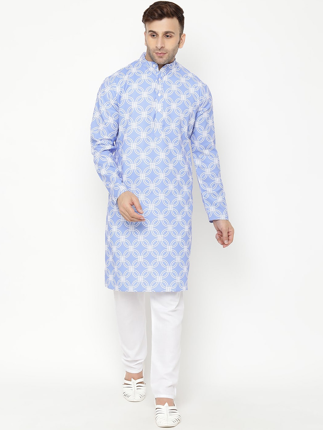 

hangup trend Men Blue Printed Kurta With Pyjamas