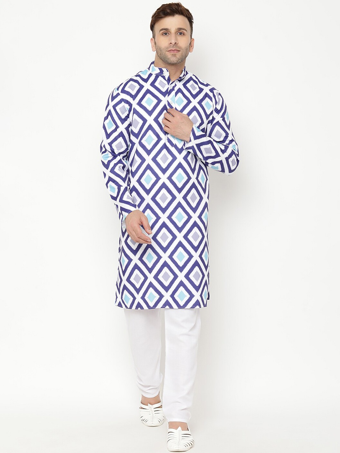 

hangup trend Men Blue Printed Kurta with Pyjamas