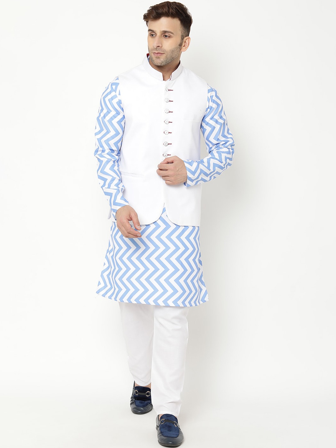 

hangup trend Men Blue Printed Kurta with Pyjamas