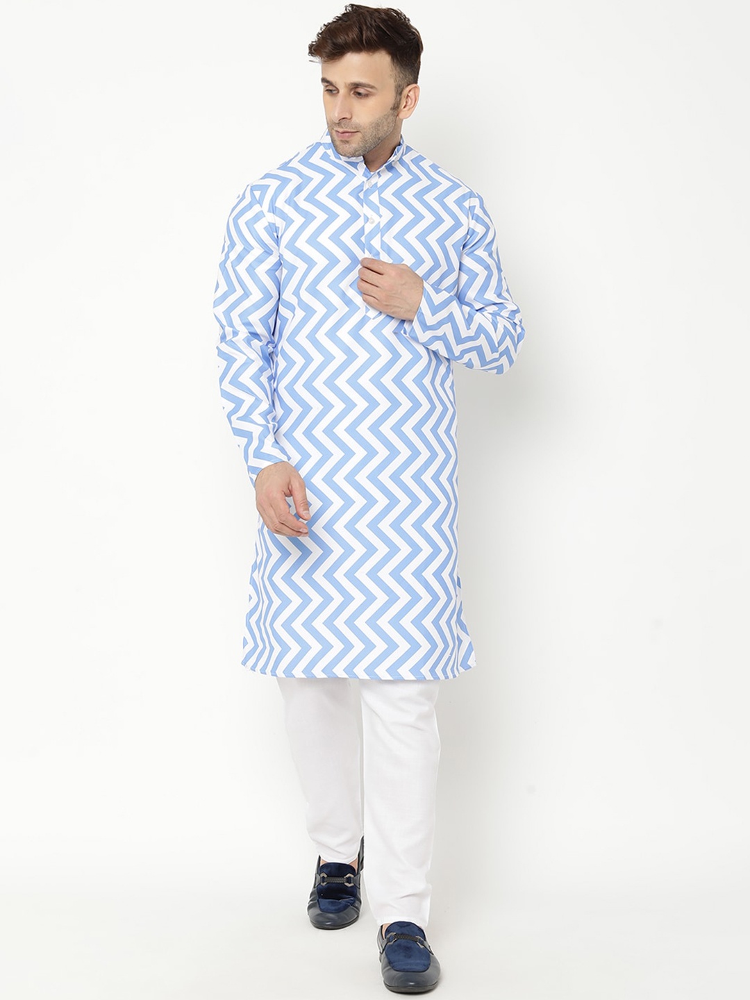 

hangup trend Men Blue Printed Kurta with Pyjamas