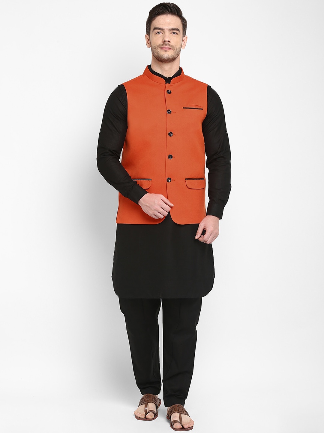 

hangup trend Men Kurta with Pyjamas & Nehru Jacket, Black