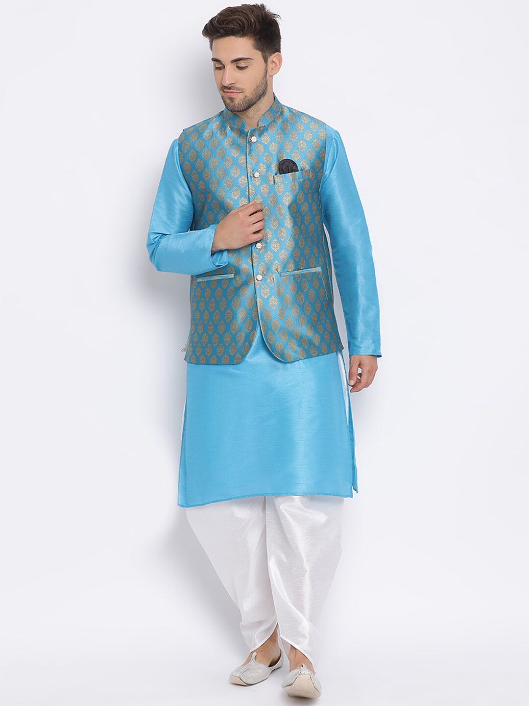 

hangup trend Men Kurta with Harem Pants & Nehru Jacket, Blue