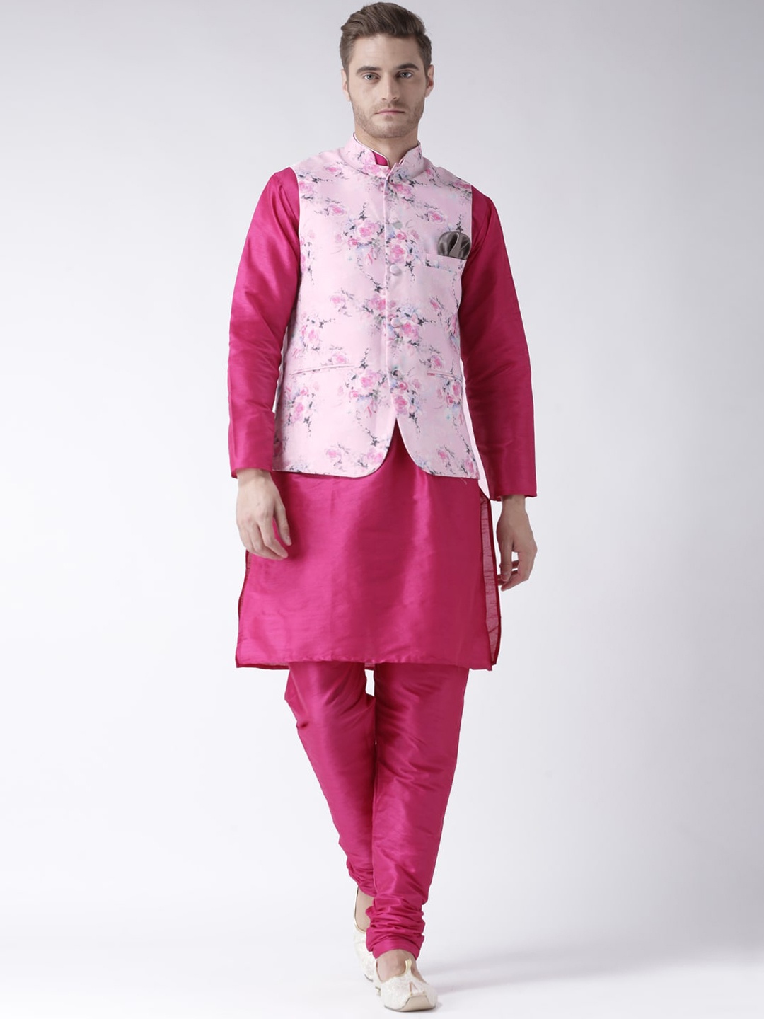 

hangup trend Men Fuchsia Kurta Churidar & Nehru Jacket