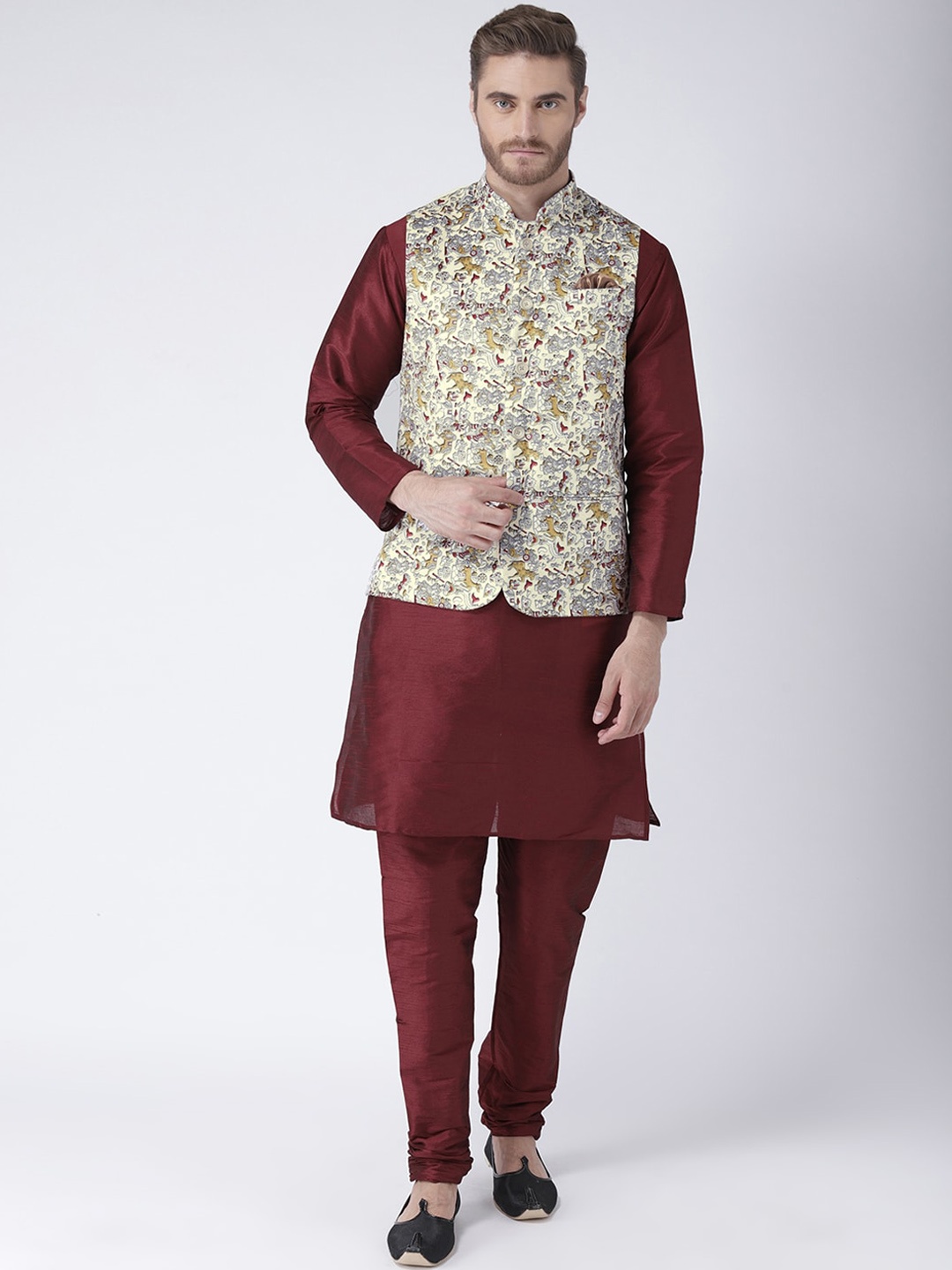 

hangup trend Men Maroon Kurta & Churidar With Jacket