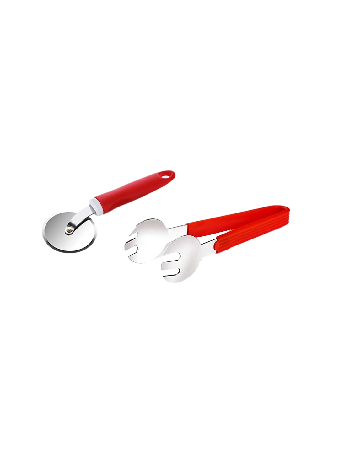 

SignoraWare Solid Stainless Steel Pizza Cutter With Bread Tong, Red