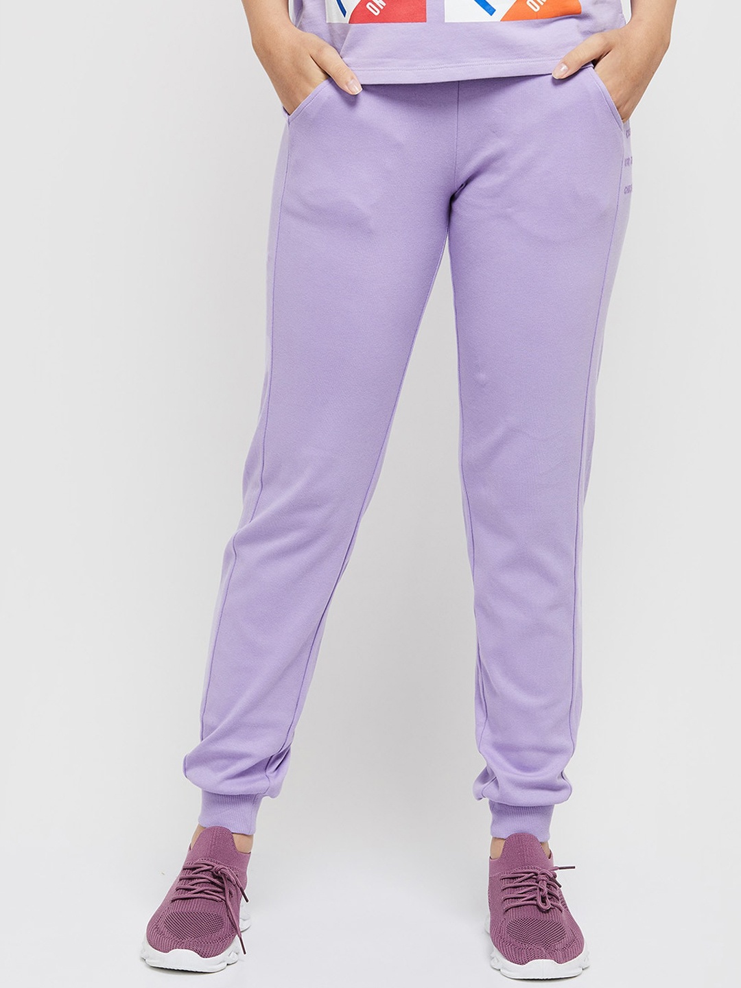 

max Women Solid Cotton Regular Fit Joggers, Lavender