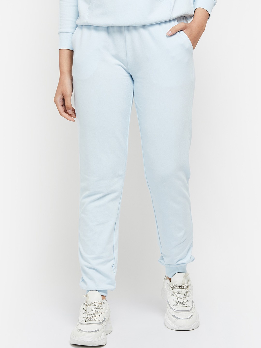 

max Women Solid Cotton Regular Fit Joggers, Blue