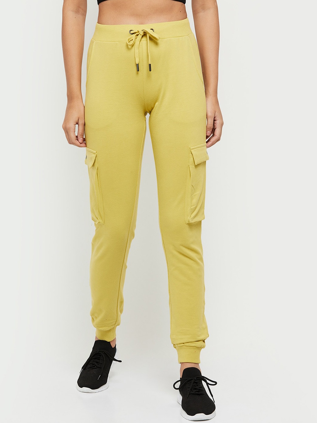 

max Women Solid Pure Cotton Joggers, Yellow