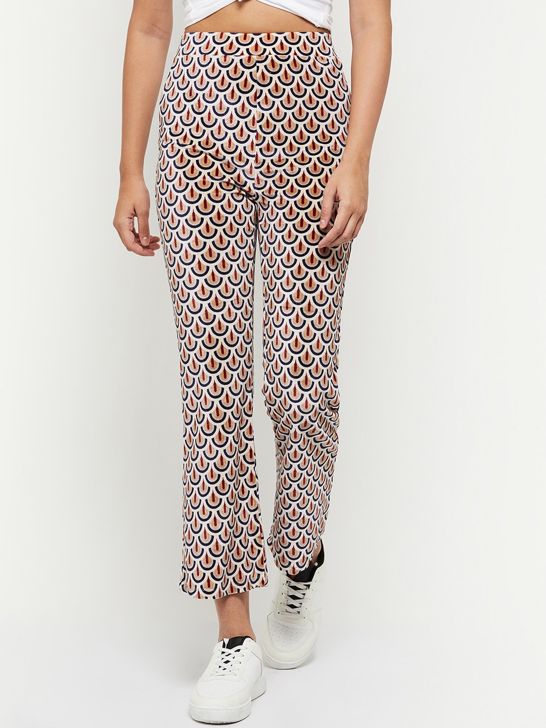 

max Women Printed Regular Fit Track Pants, White