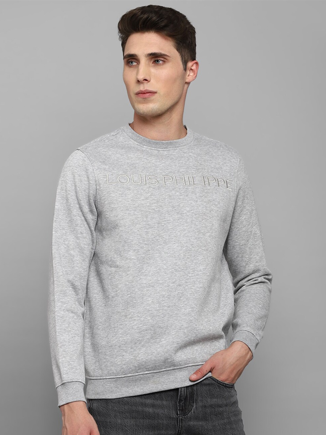 

Louis Philippe Men Grey Cotton Sweatshirt