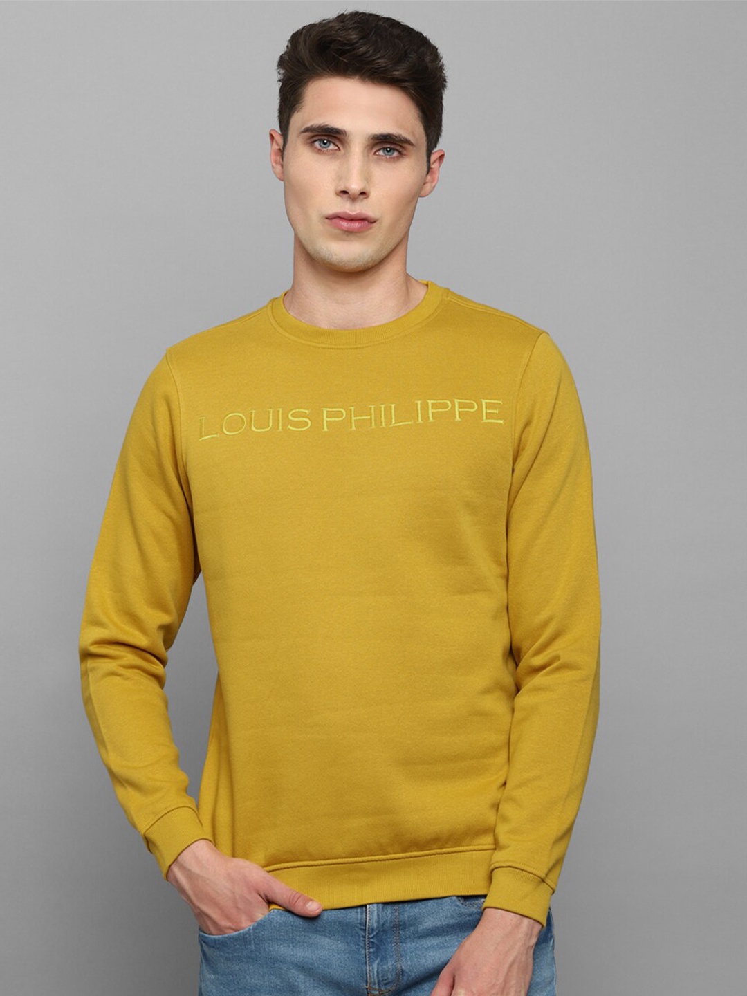 

Louis Philippe Men Yellow Printed Sweatshirt