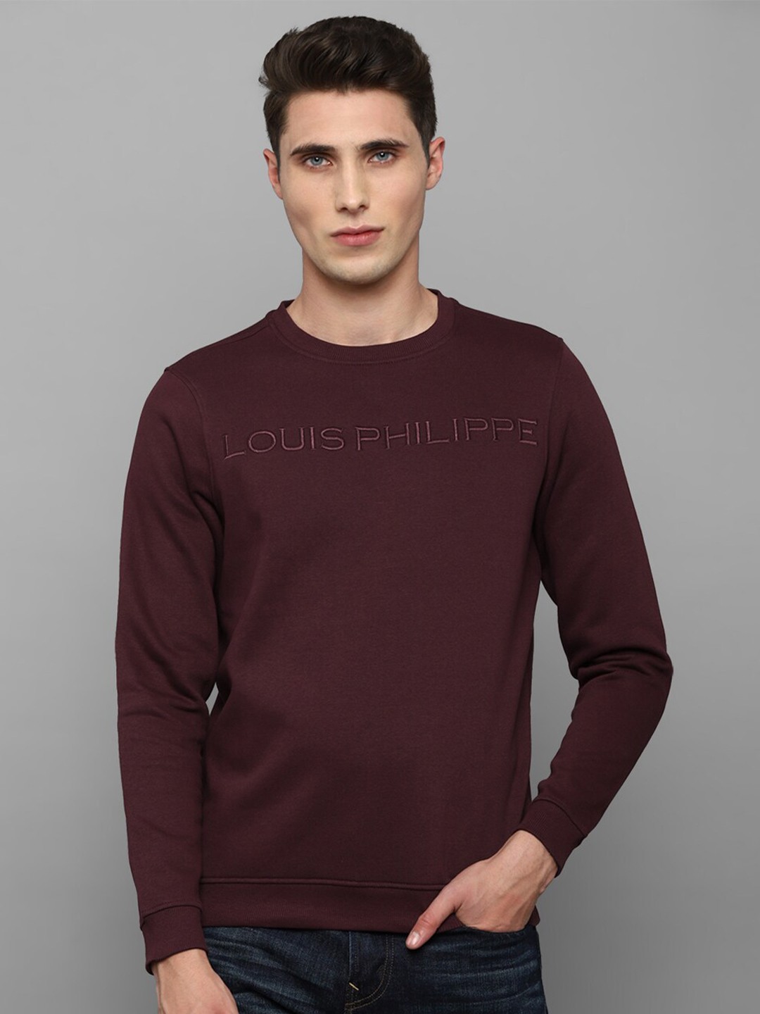 

Louis Philippe Men Printed Cotton Sweatshirt, Brown