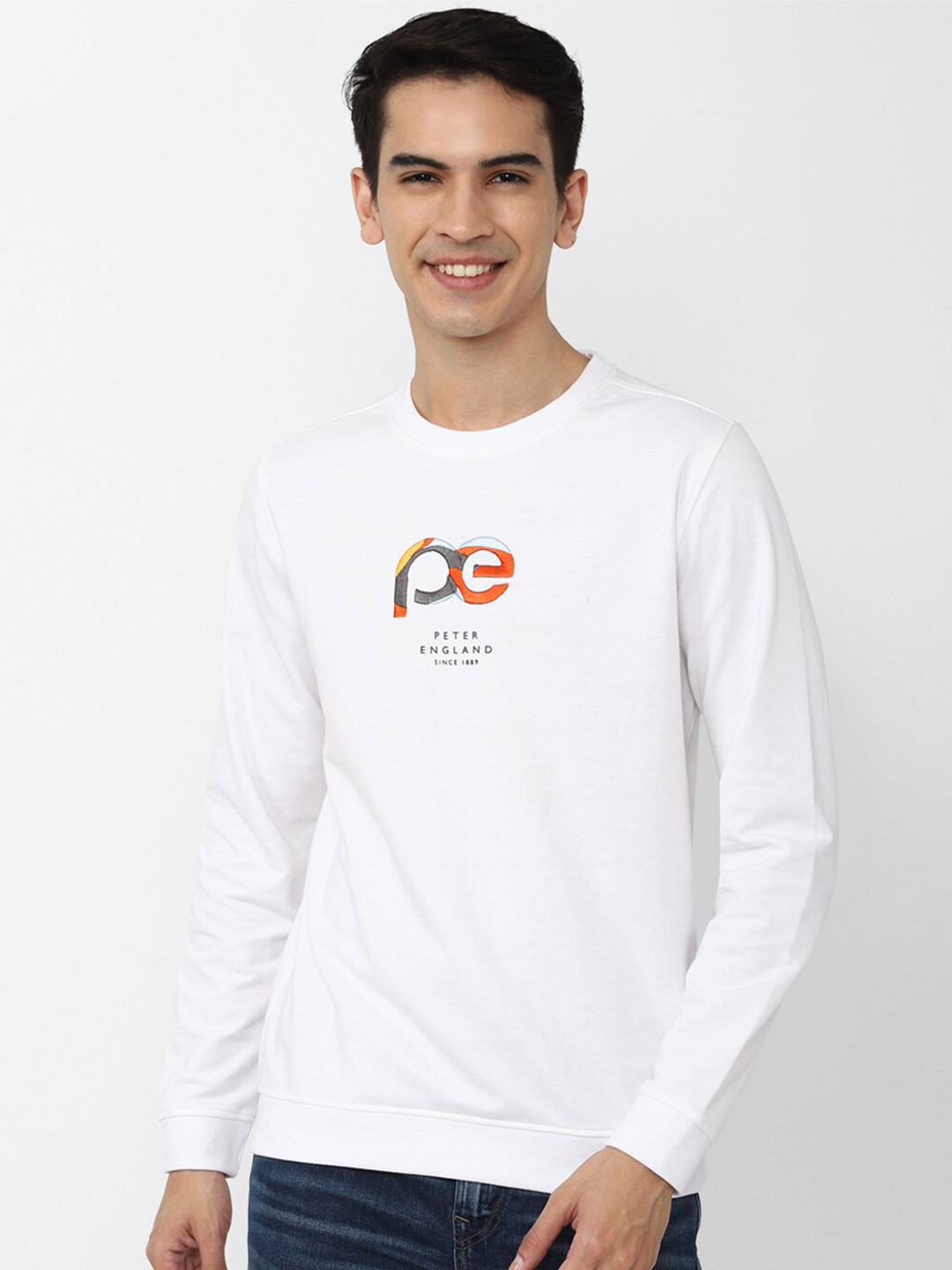 

Peter England Casuals Men Printed Sweatshirt, White
