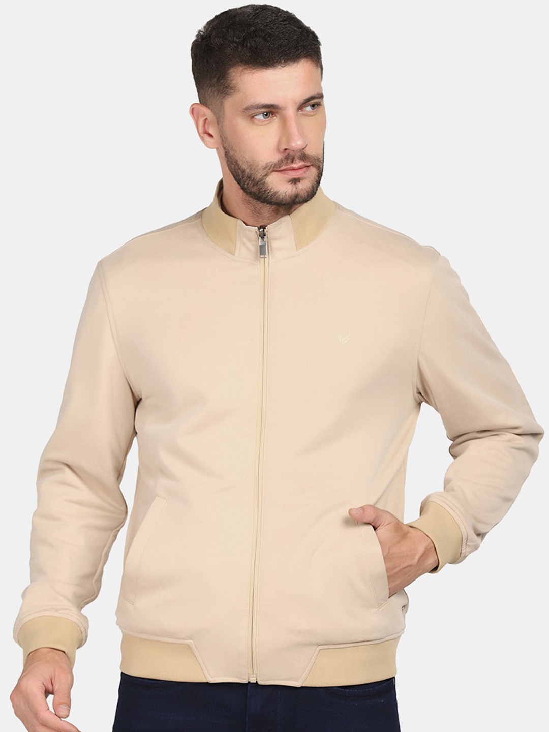 

Blackberrys Men Solid Bomber Jacket, Beige