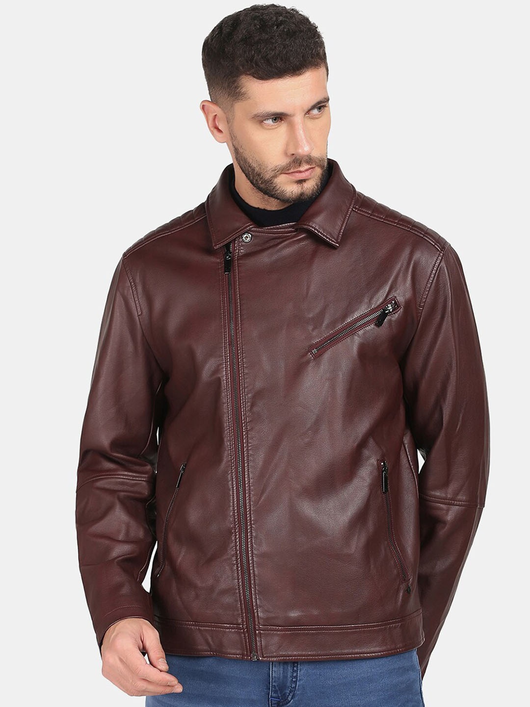 

Blackberrys Men Leather Biker Jacket, Red