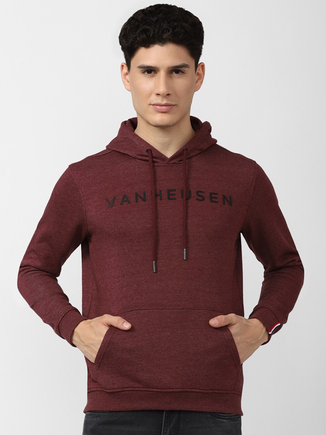 

Van Heusen Sport Men Printed Hooded Sweatshirt, Maroon