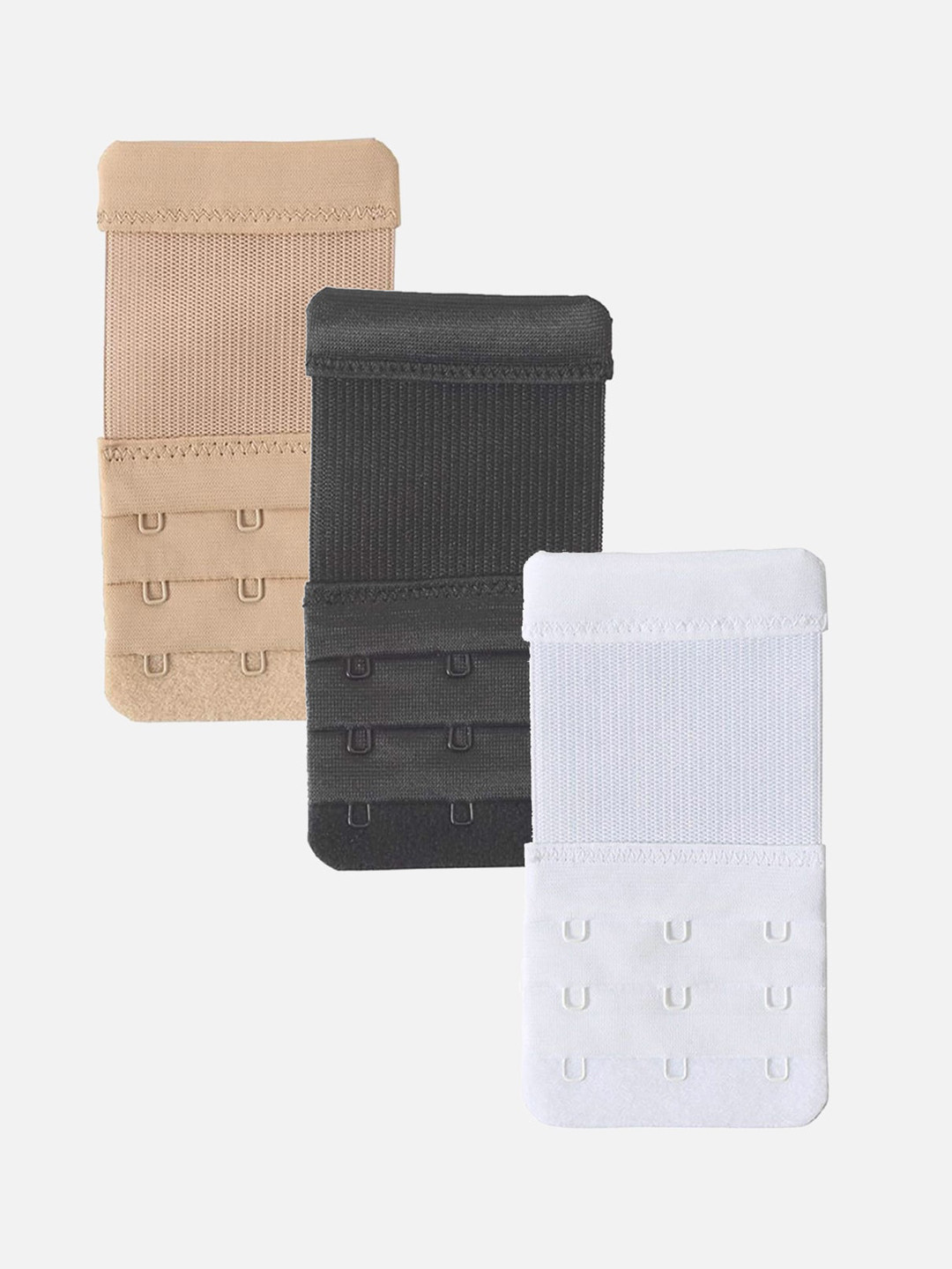 

FIMS Women Black & White Pack of 3 3 Hook & 3 Eye Stretchy Bra Extenders