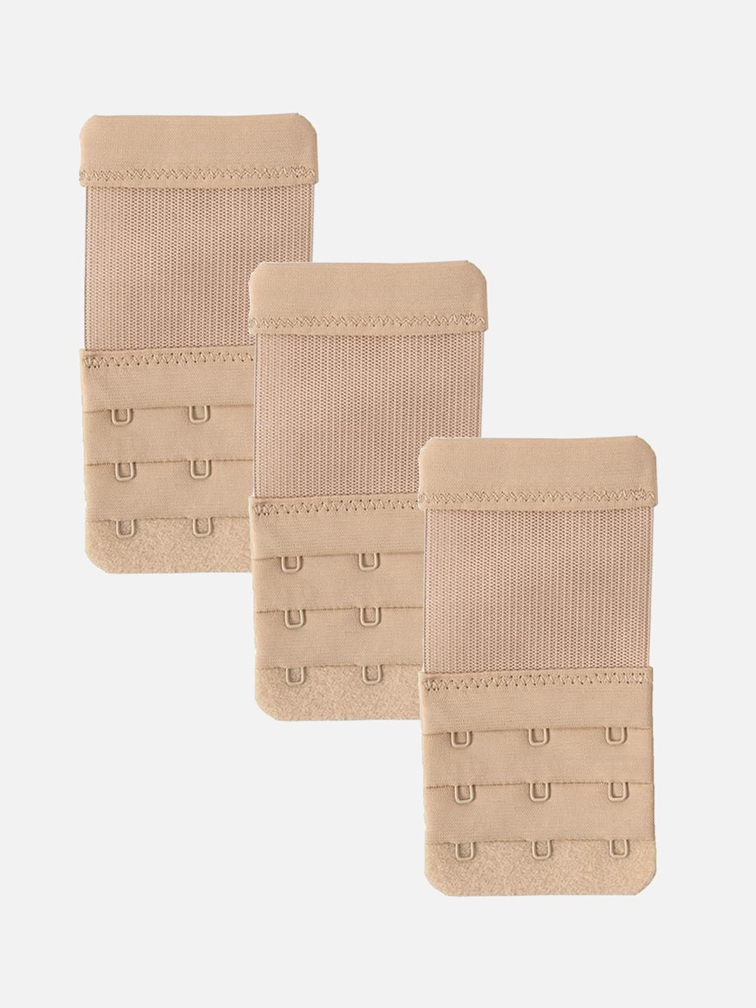 

FIMS Women Bra Extenders 3 Hook 3 Eye Pack of 3 Beige Stretchy Bra Extension