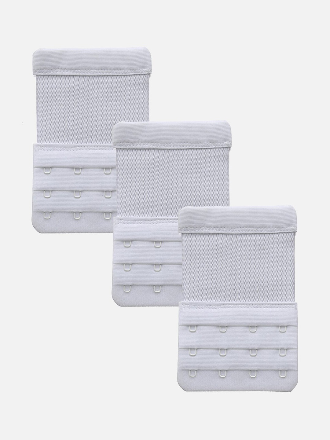 

FIMS Women Pack of 3 Black 4 Hook 4 Eye Stretchy Bra Extension, White
