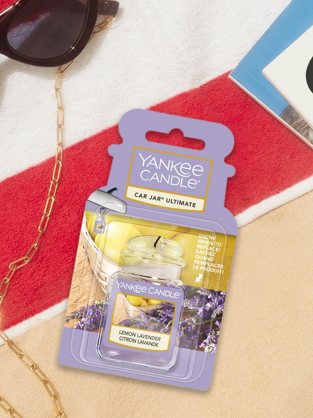 

YANKEE CANDLE Lemon Lavender Ultimate Car Jar Air Freshener, Purple
