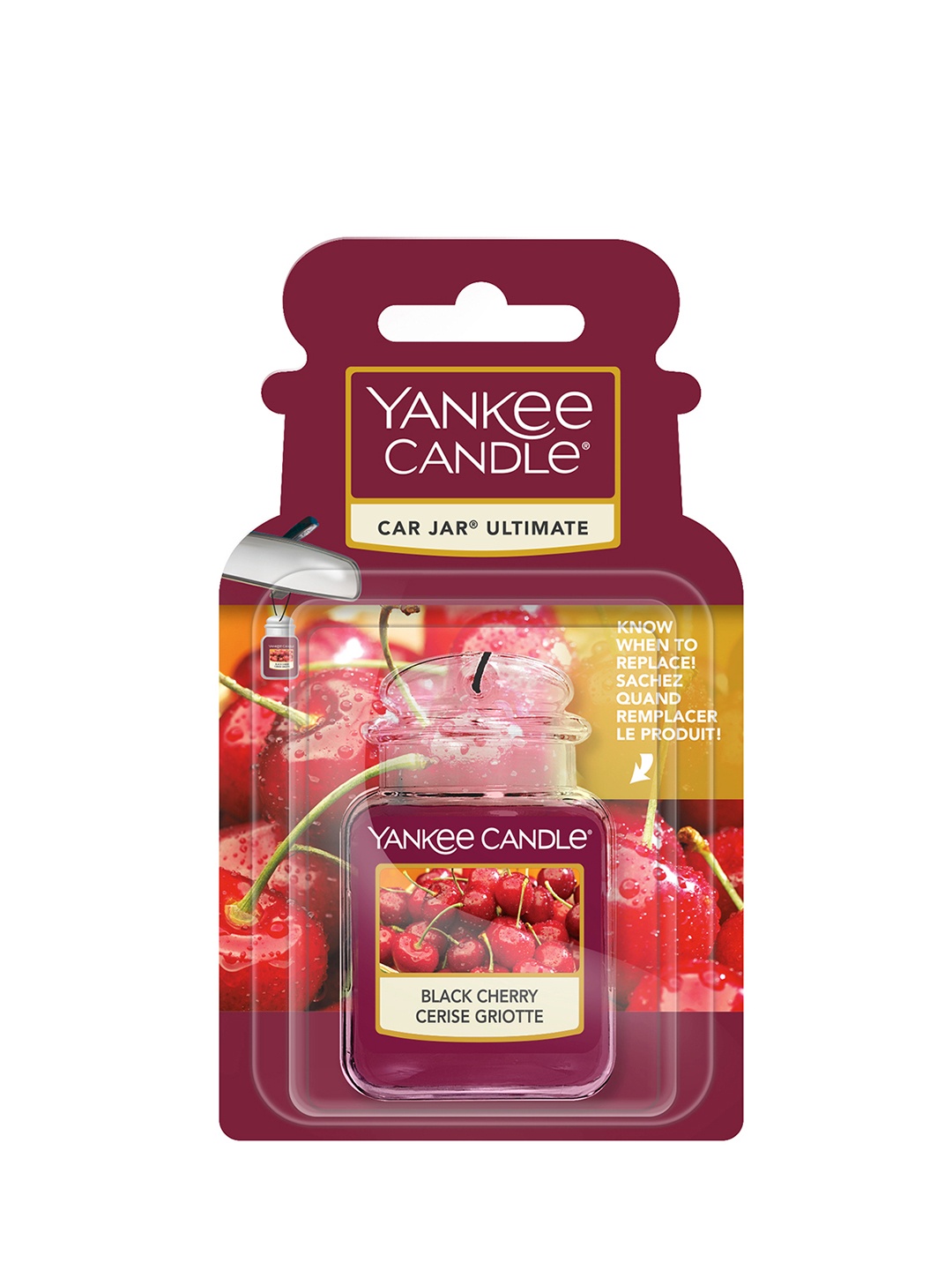 

YANKEE CANDLE Black Cherry Ultimate Car Jar Air Freshener, Red