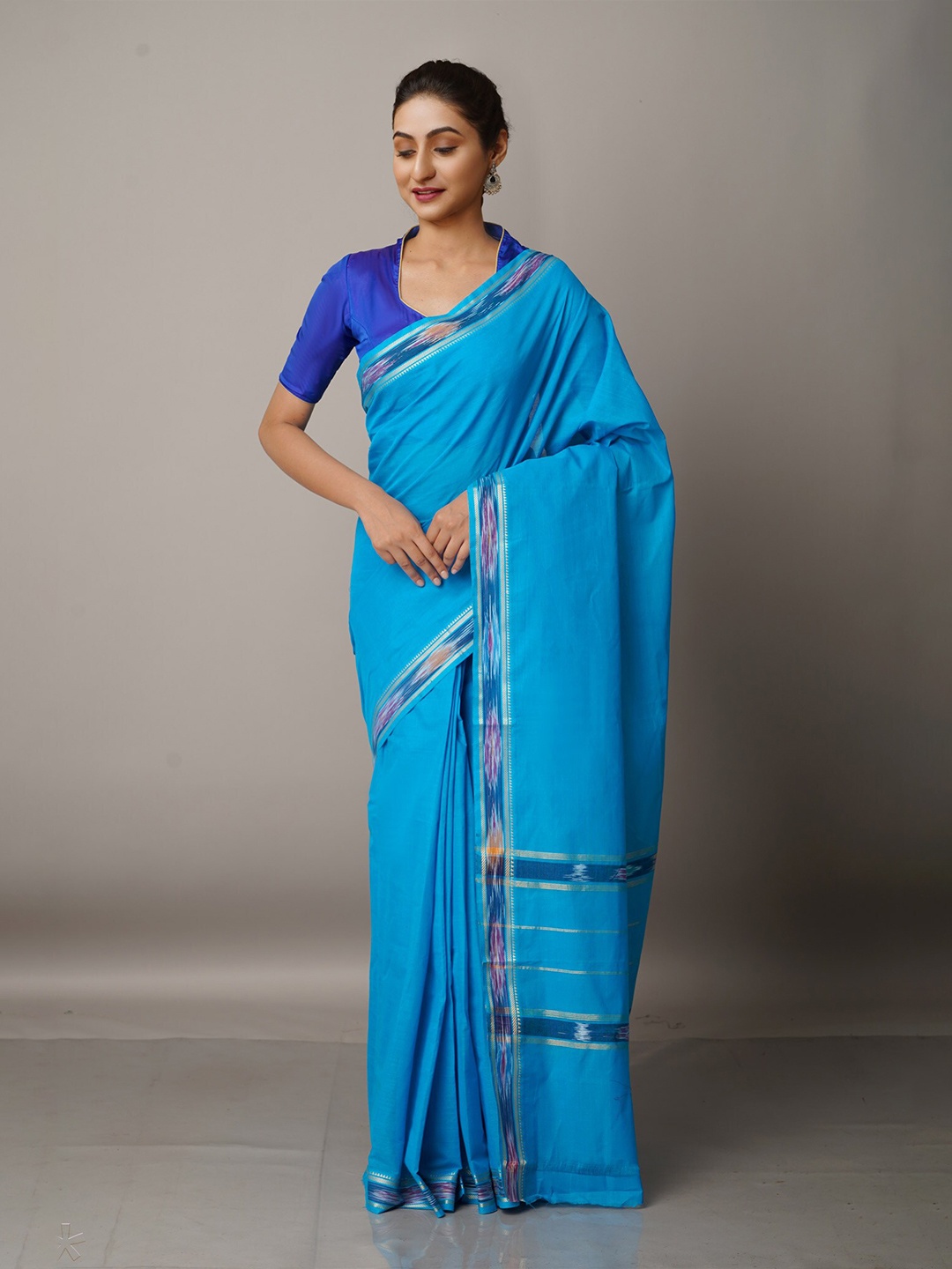 

Unnati Silks Blue Pure Cotton Venkatgiri Saree