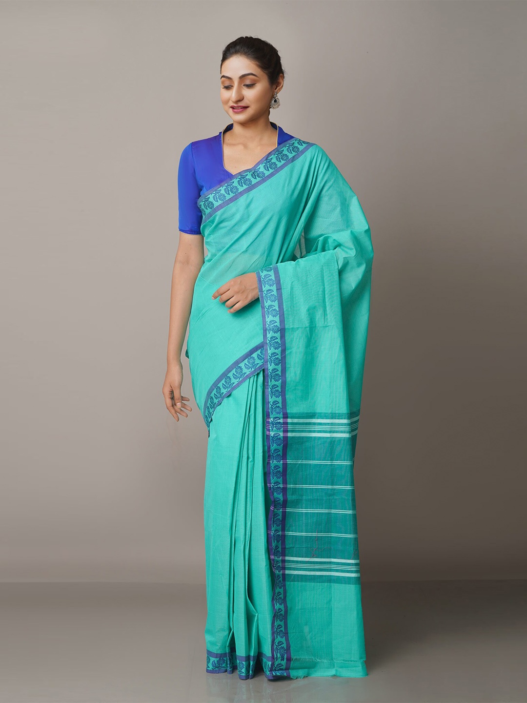 

Unnati Silks Blue Pure Cotton Venkatgiri Saree