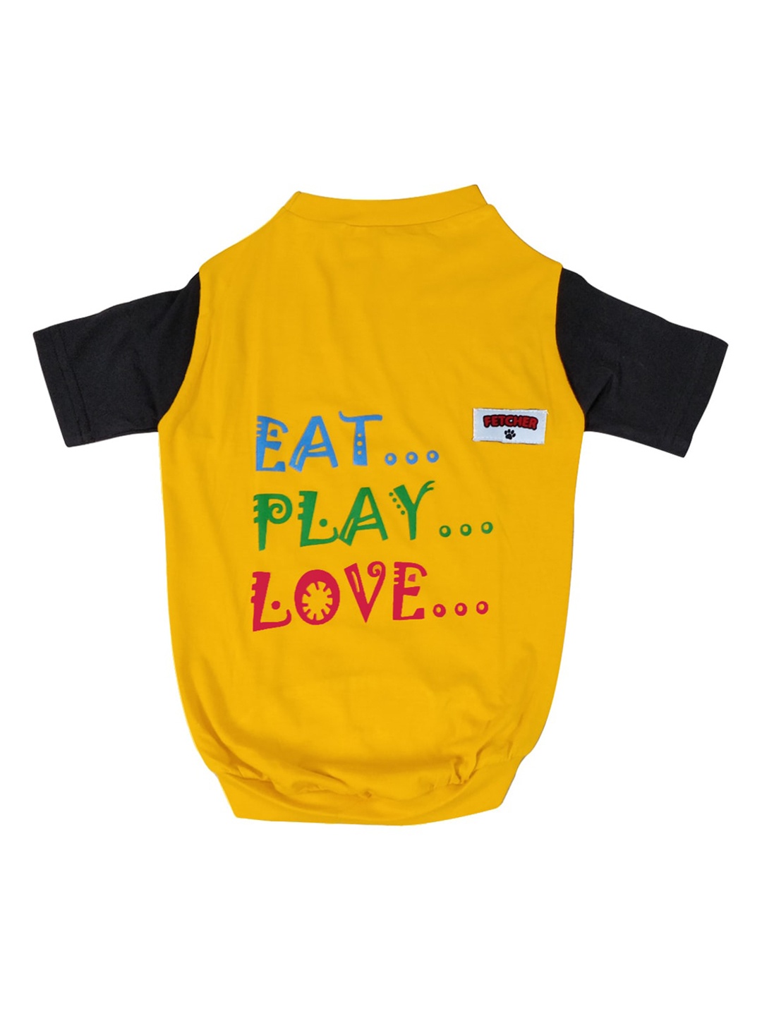 

FETCHER Eat Play Love Printed Dog T-Shirt, Yellow