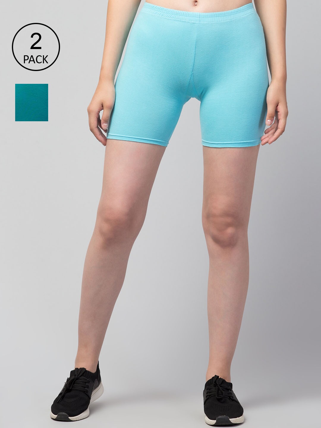 

Apraa & Parma Women Pack Of 2 Skinny Fit Cycling Cotton Sports Shorts, Blue