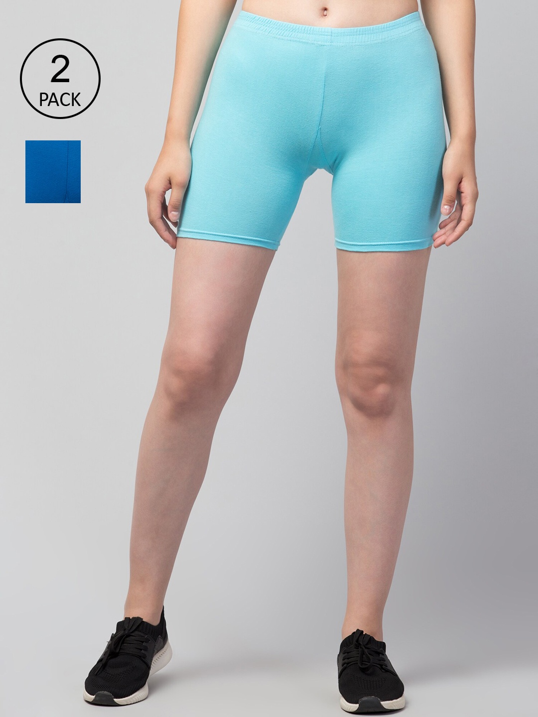 

Apraa & Parma Women Pack Of 2 Skinny Fit Cycling Cotton Sports Shorts, Blue