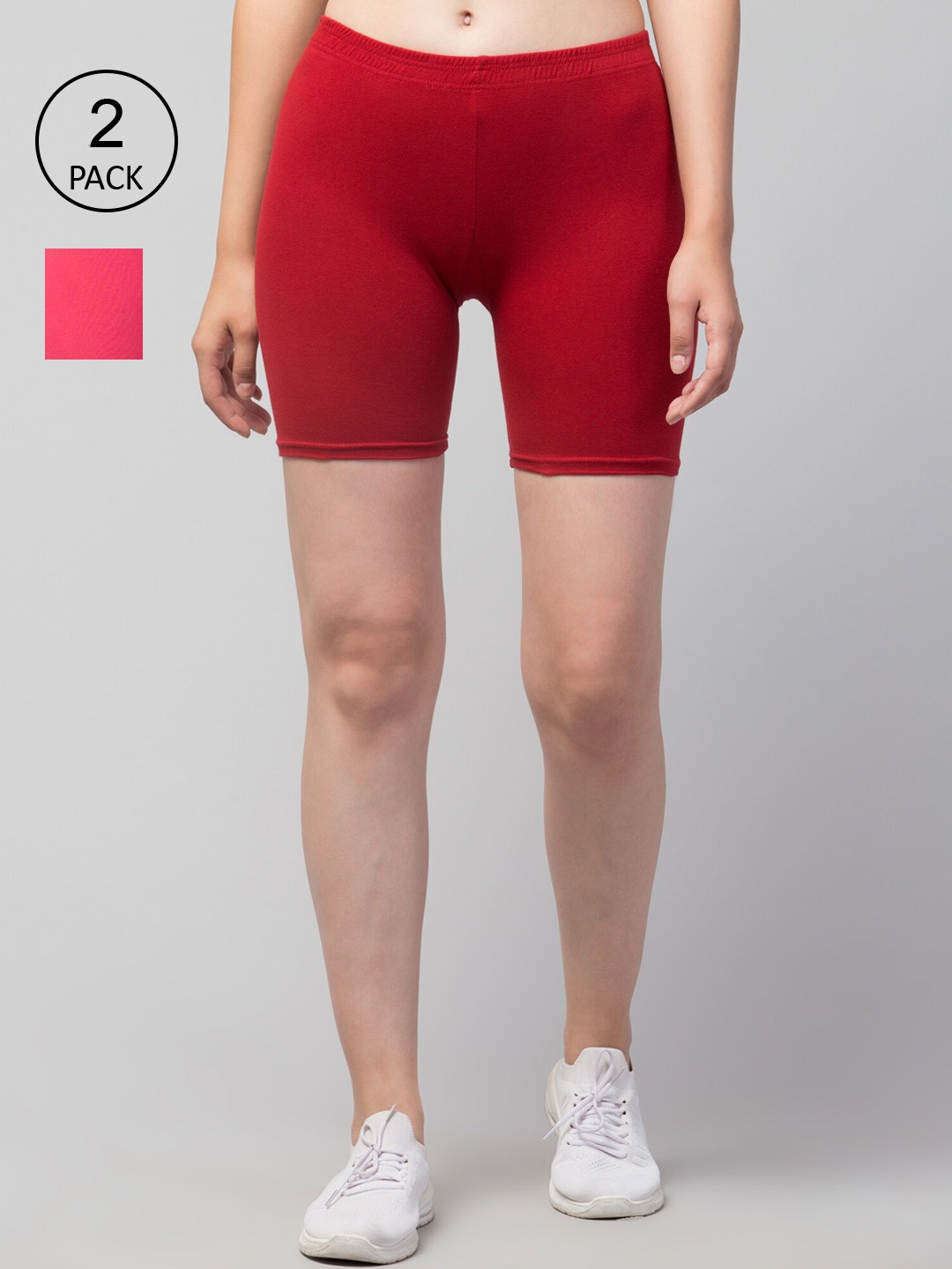 

Apraa & Parma Pack Of 2 Women Slim Fit Cycling Sports Shorts, Maroon