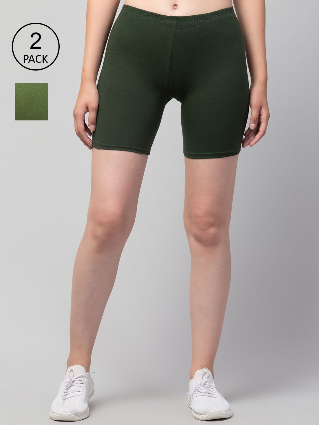 

Apraa & Parma Women Pack Of 2 Slim Fit Cotton Cycling Shorts, Black