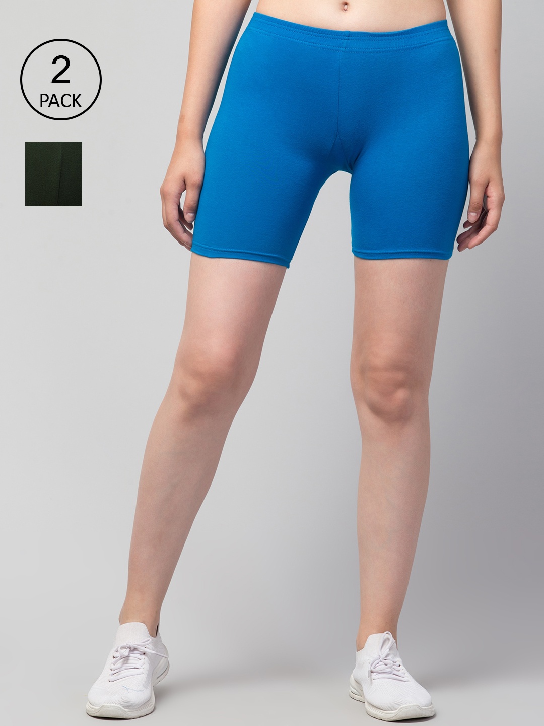 

Apraa & Parma Pack Of 2 Women Slim Fit Cycling Sports Shorts, Blue