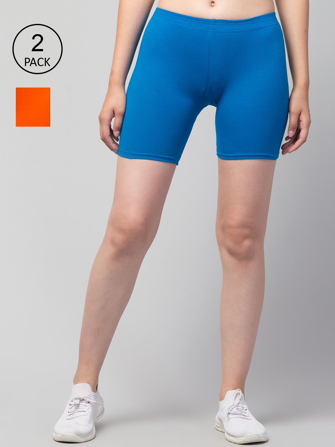 

Apraa & Parma Pack Of 2 Women Slim Fit Cycling Sports Shorts, Blue