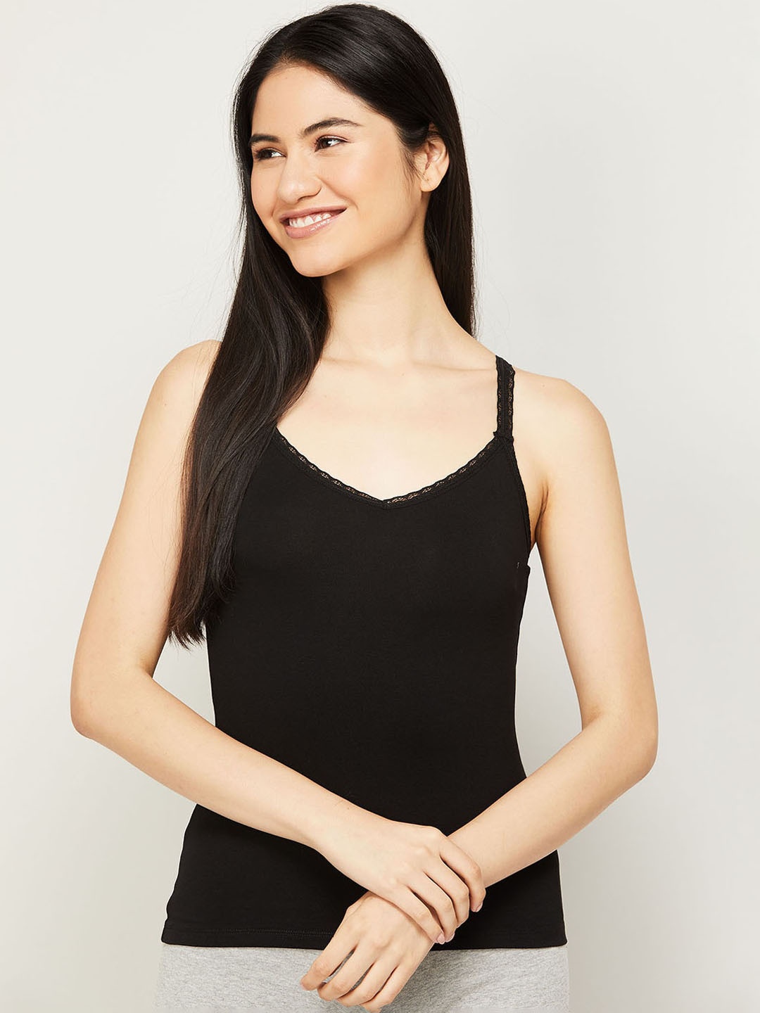 

Ginger by Lifestyle Women Cotton Slip Camisole, Black