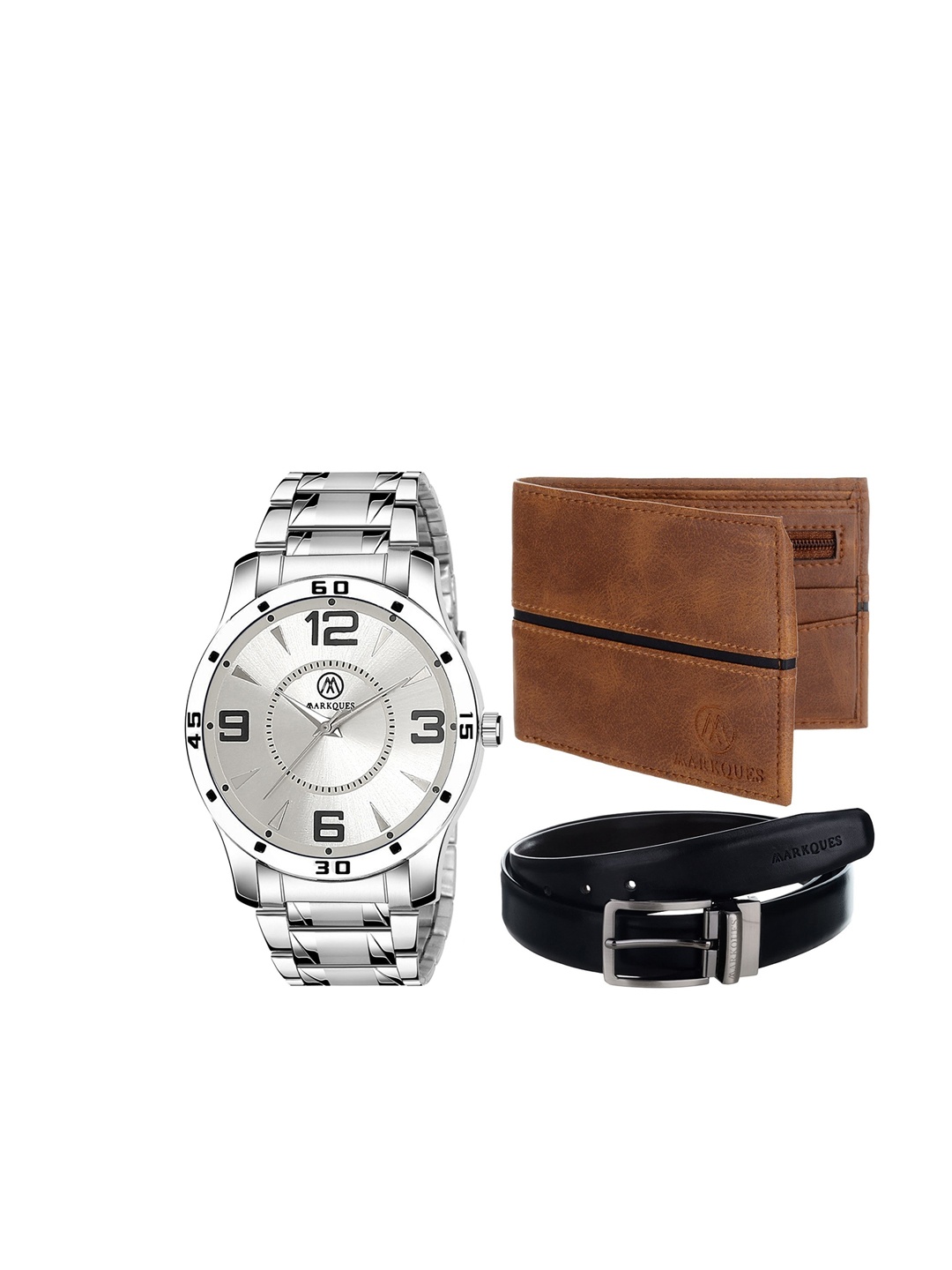 

MARKQUES Men Solid Accessory Gift Set, Silver