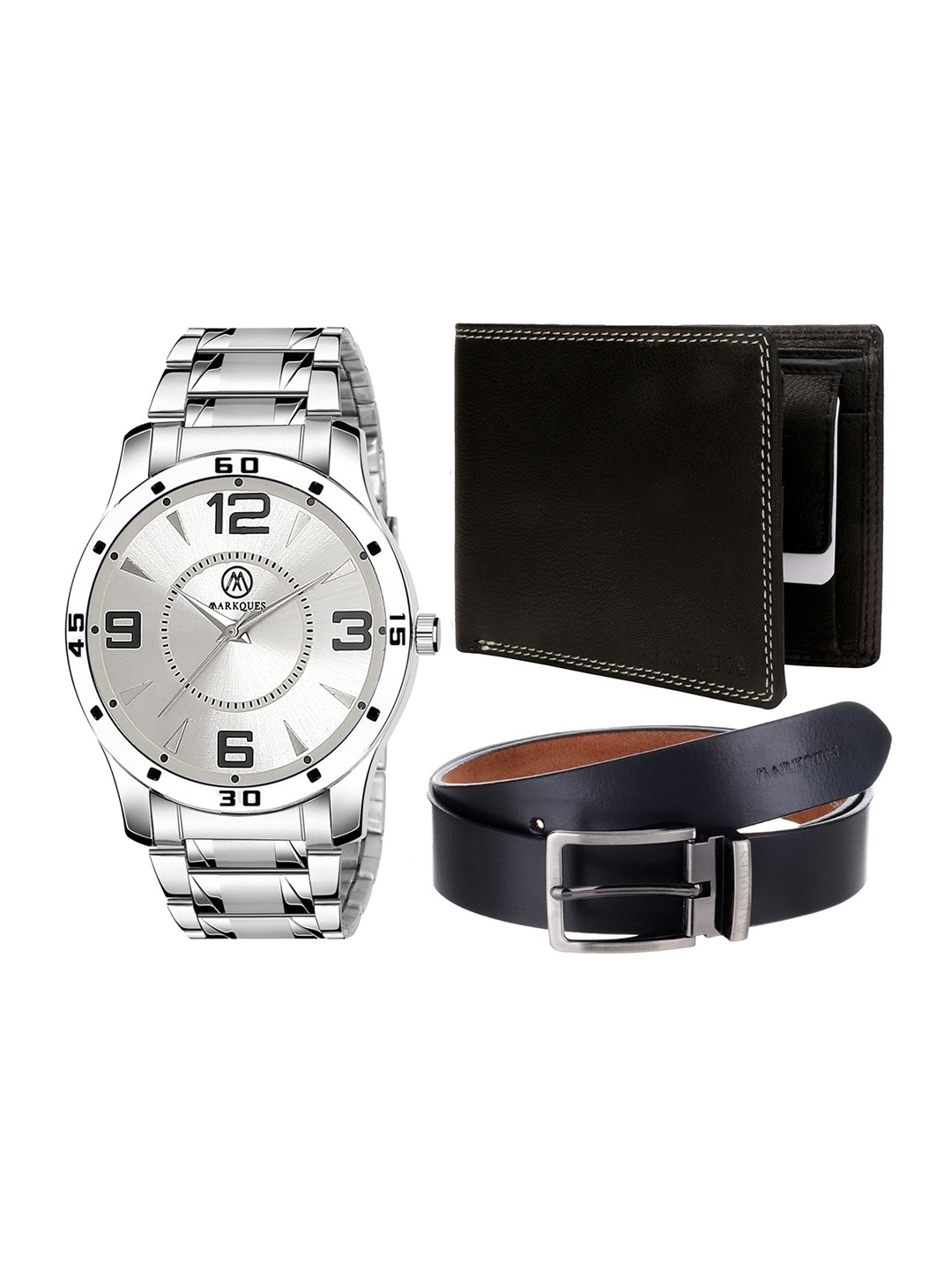 

MARKQUES Men Solid Accessory Gift Set, Silver