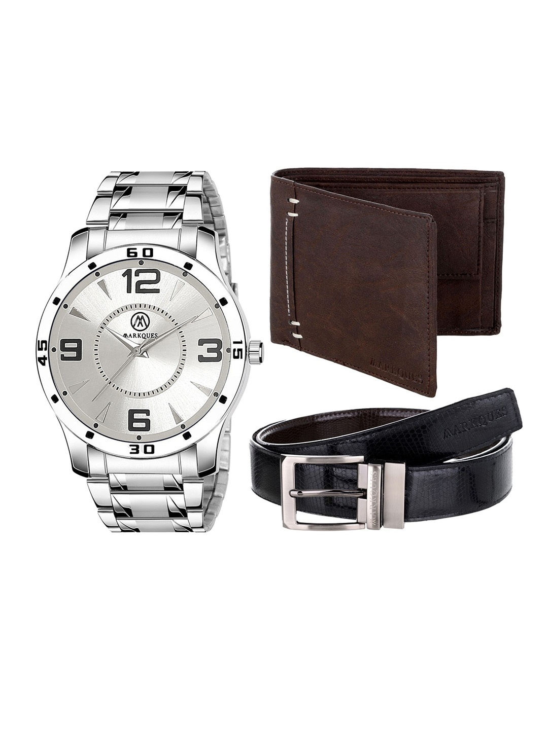 

MARKQUES Men Solid Accessory Gift Set, Silver