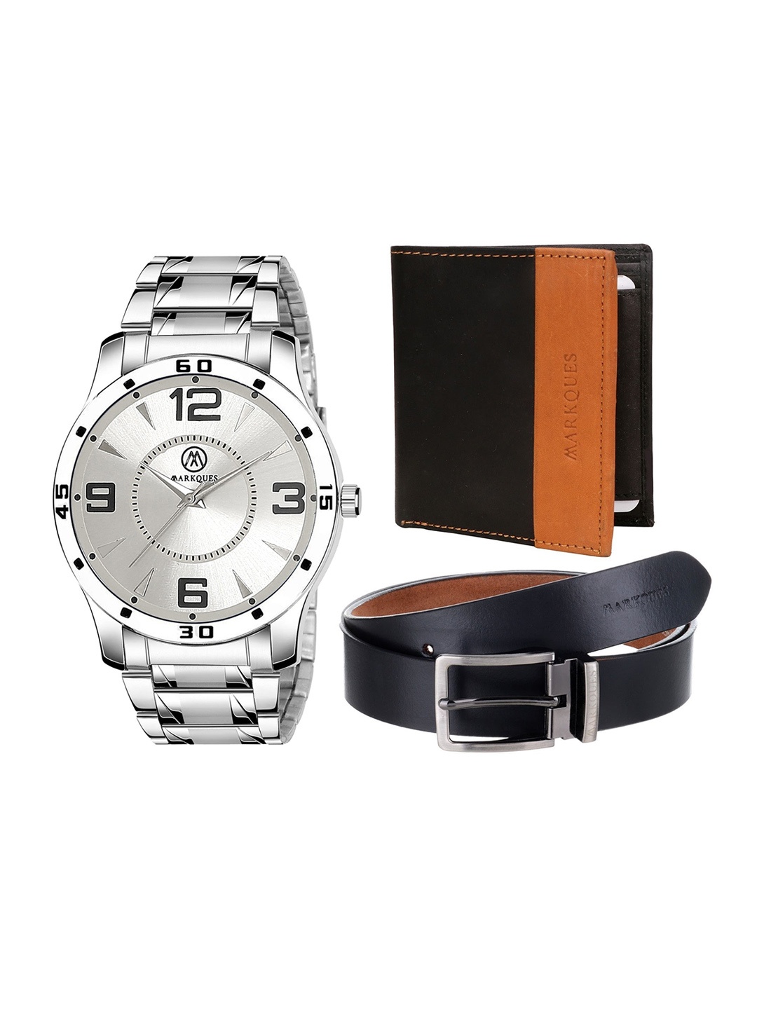 

MarkQues Set of 3 Men's Watch, Wallet And Belt Festival Combo Gift Set, Black