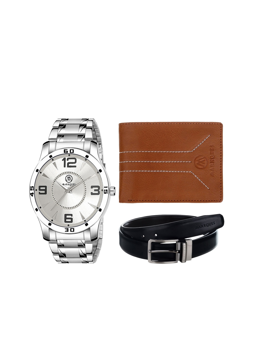 

MARKQUES Men Solid Accessory Gift Set, Silver