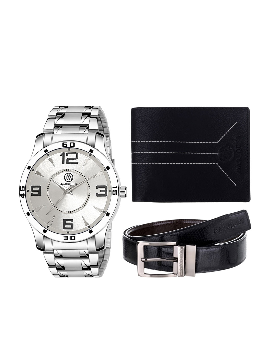 

MARKQUES Men Solid Accessory Gift Set, Silver