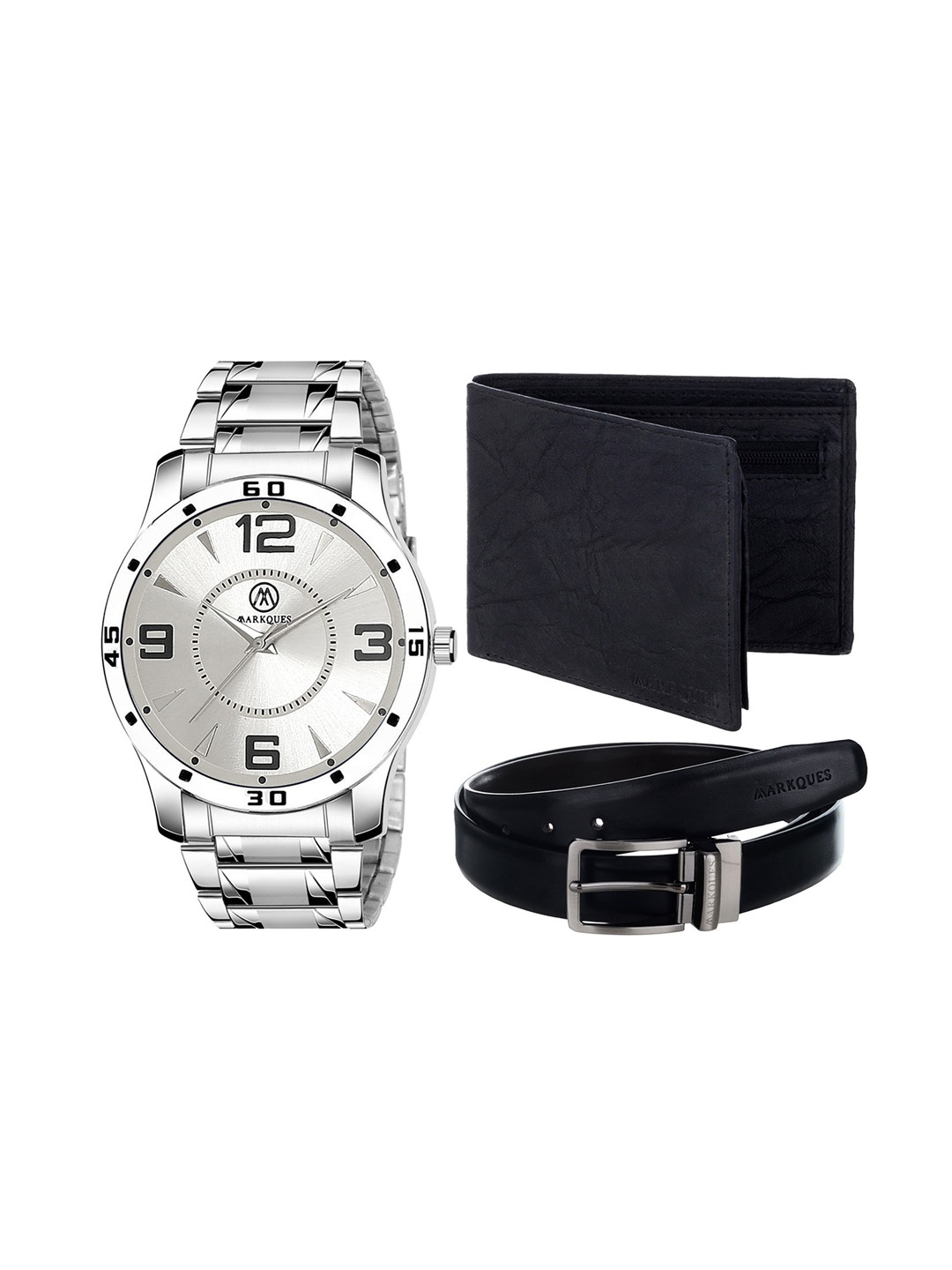 

MARKQUES Men Solid Leather Accessory Gift Set, Steel