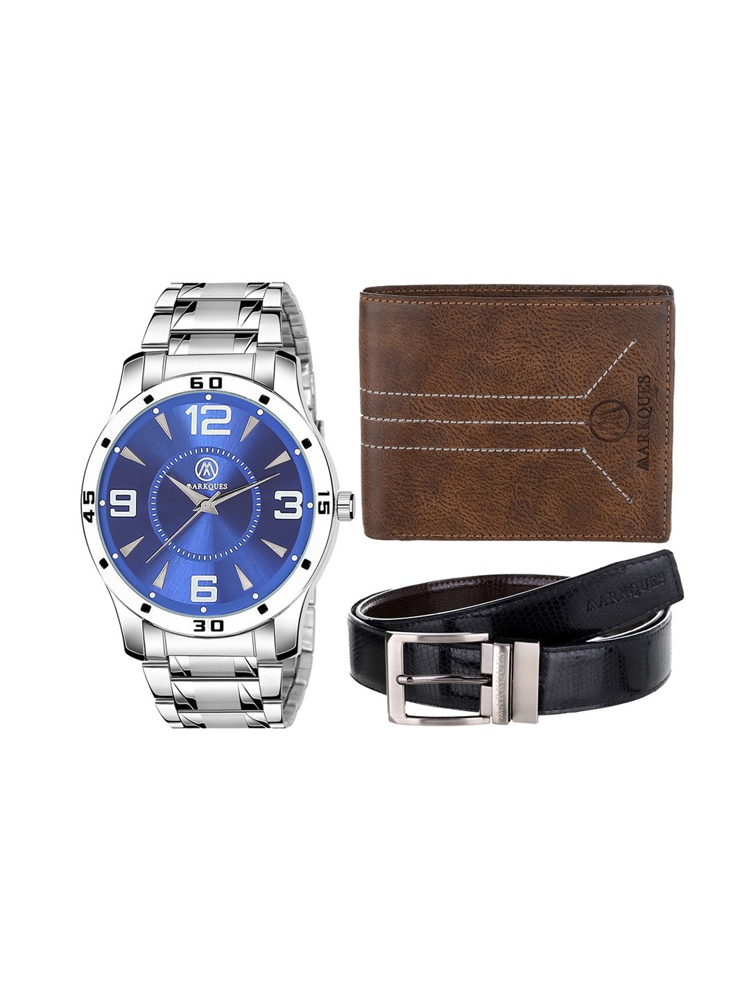 

MARKQUES Men Solid Accessory Gift Set, Silver