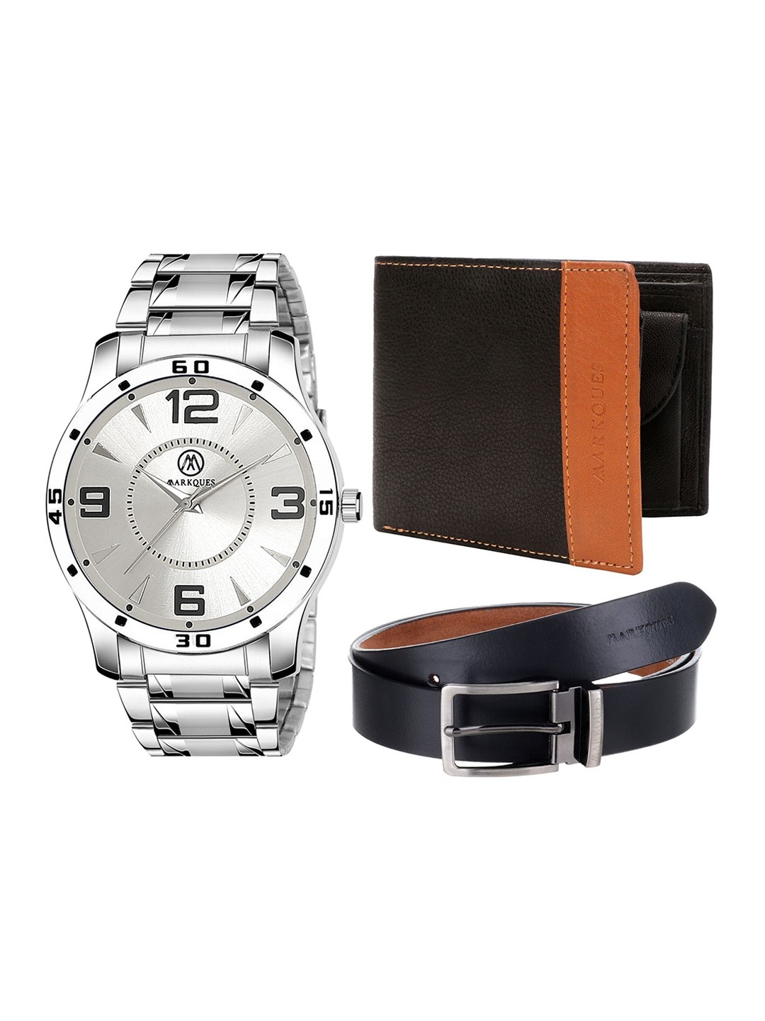 

MARKQUES Men Solid Accessory Gift Set, Silver