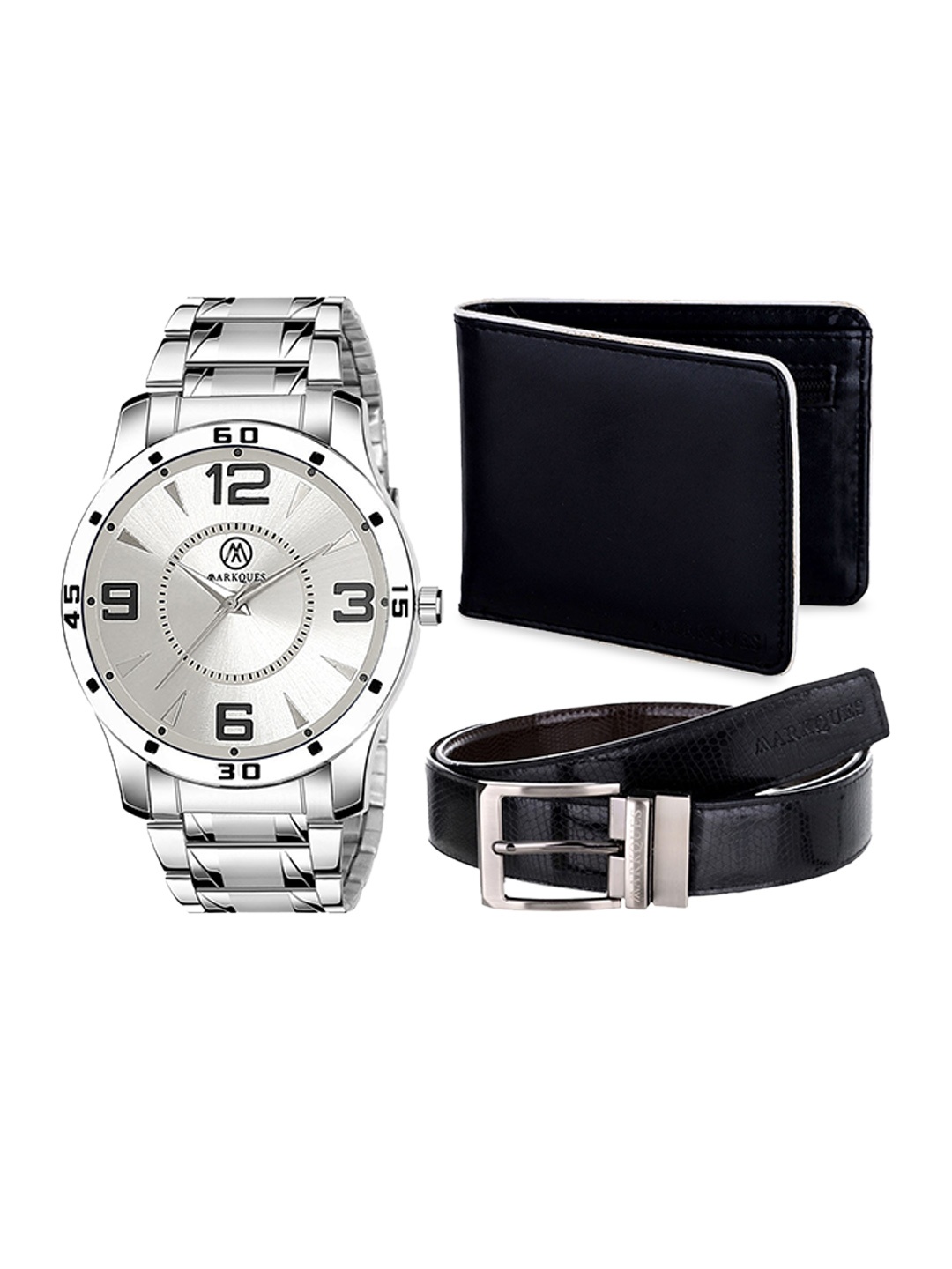 

MARKQUES Men Solid Accessory Gift Set, Silver